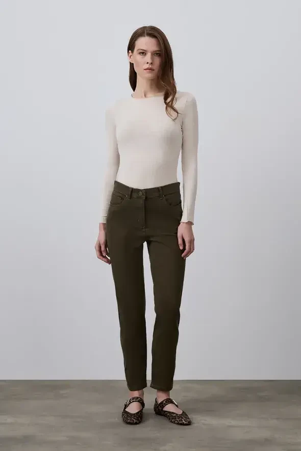 5 Cepli Slim Pantolon - Haki - 1