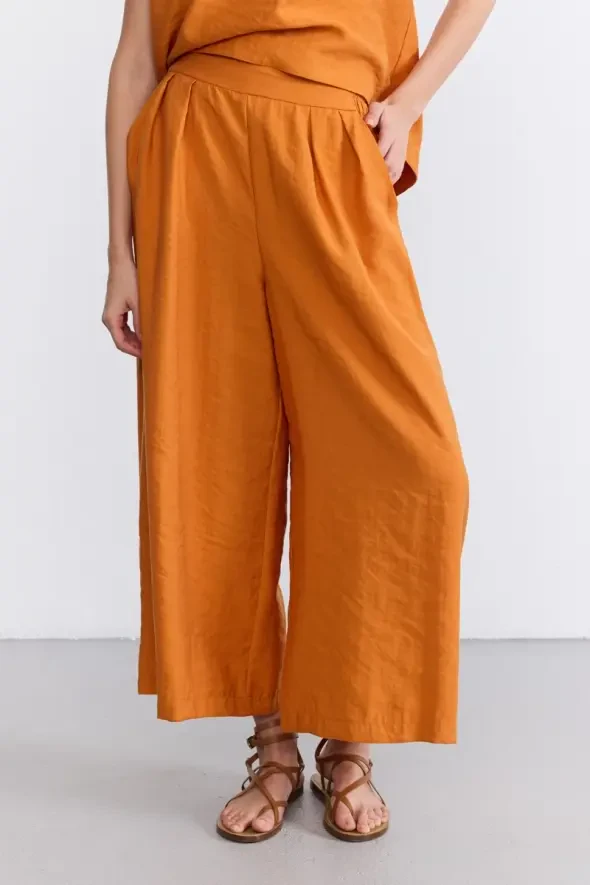 Bol Paça Lyocell Pantolon - Kiremit - 2