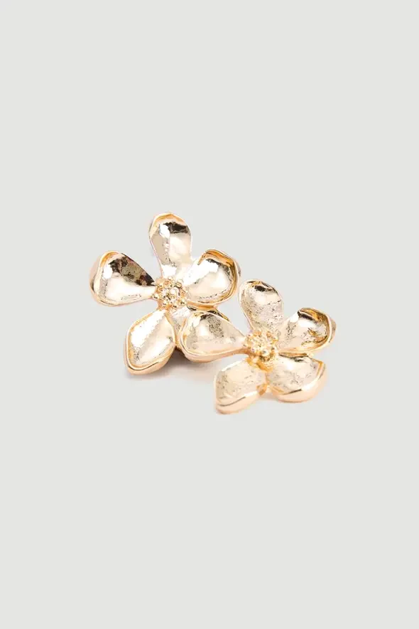 Çiçek Tasarım Gold Küpe - Gold - 2