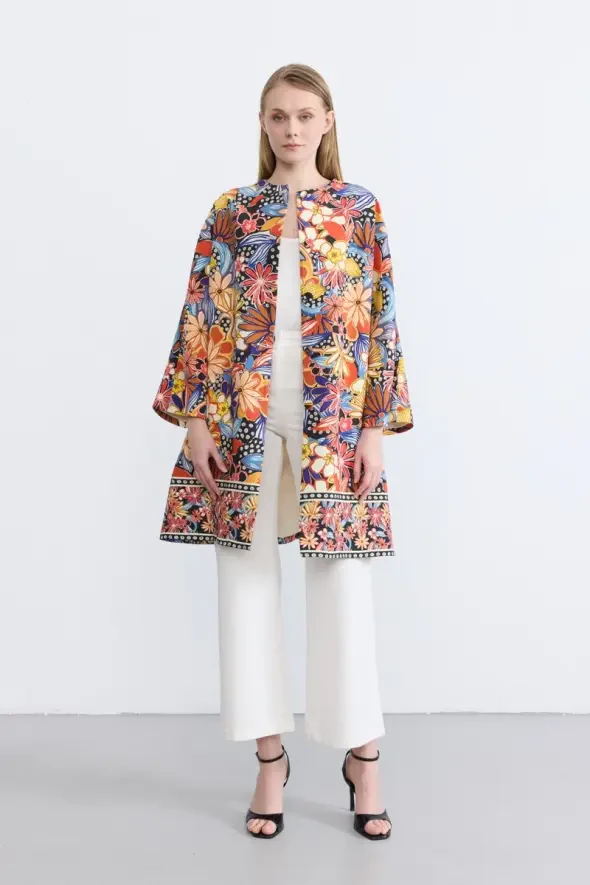 Desenli Kaftan - Turuncu - 2