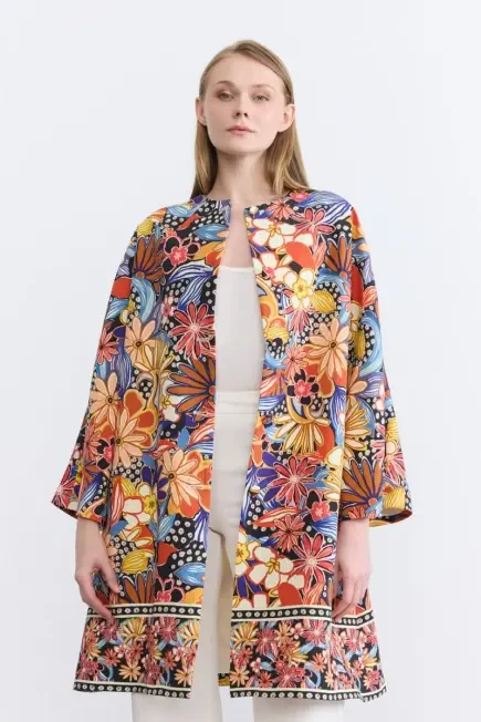 Desenli Kaftan - Turuncu Turuncu