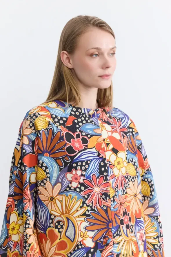 Desenli Kaftan - Turuncu - 3