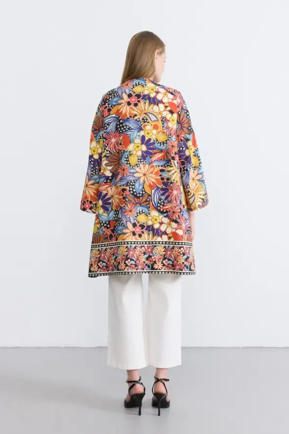 Desenli Kaftan - Turuncu - 4