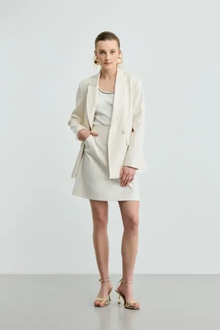 A-Line Mini Skirt - Ecru Ecru