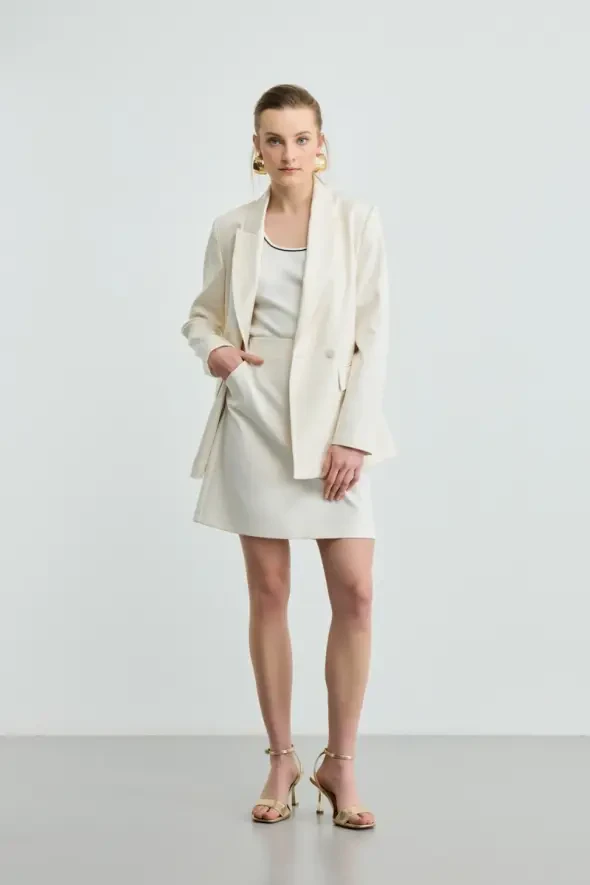 A-Line Mini Skirt - Ecru - 1