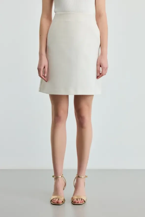 A-Line Mini Skirt - Ecru - 2