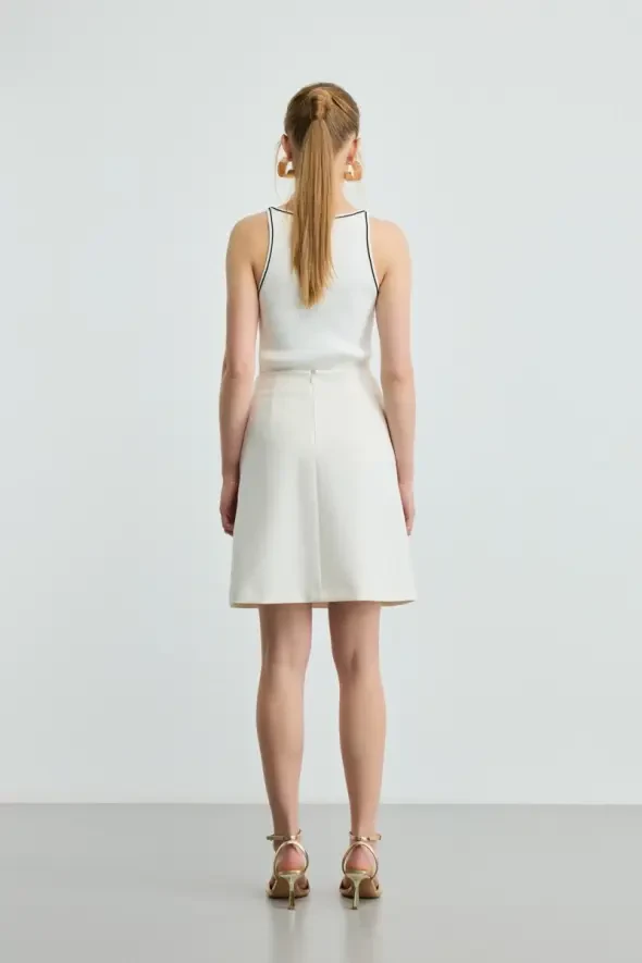 A-Line Mini Skirt - Ecru - 5