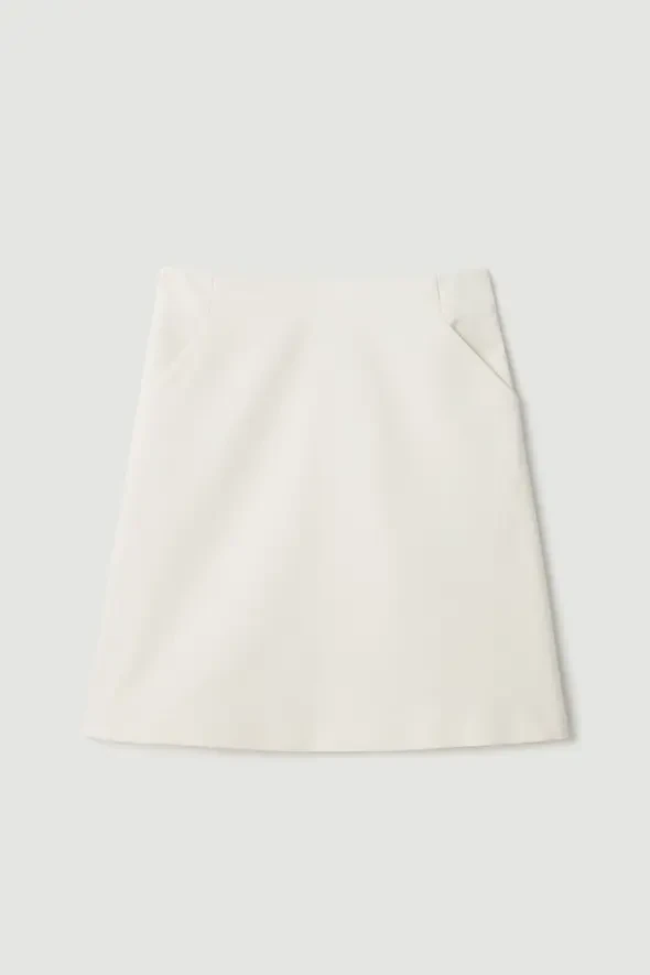 A-Line Mini Skirt - Ecru - 6