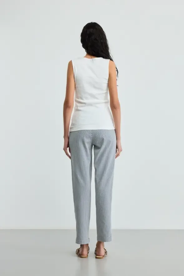 Buttoned Cotton Tank Top - Ecru - 4