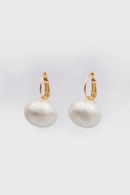 Dangle Pearl Brass Earrings - White White