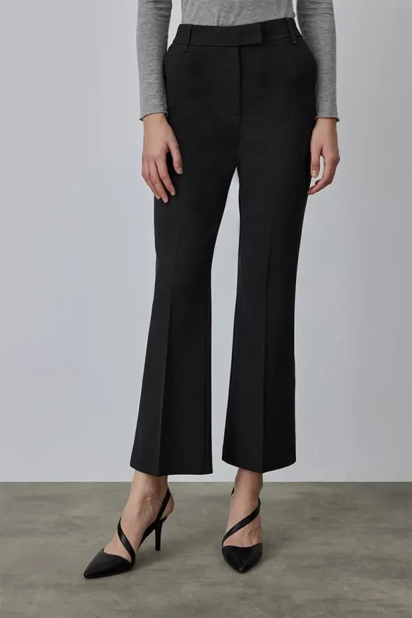 High Waist Pipe Leg Pants - Grey - 3