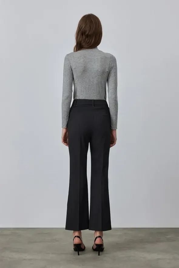 High Waist Pipe Leg Pants - Grey - 5