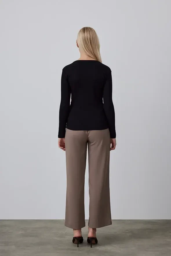 Long Sleeve Basic Cotton T-shirt - Black - 4