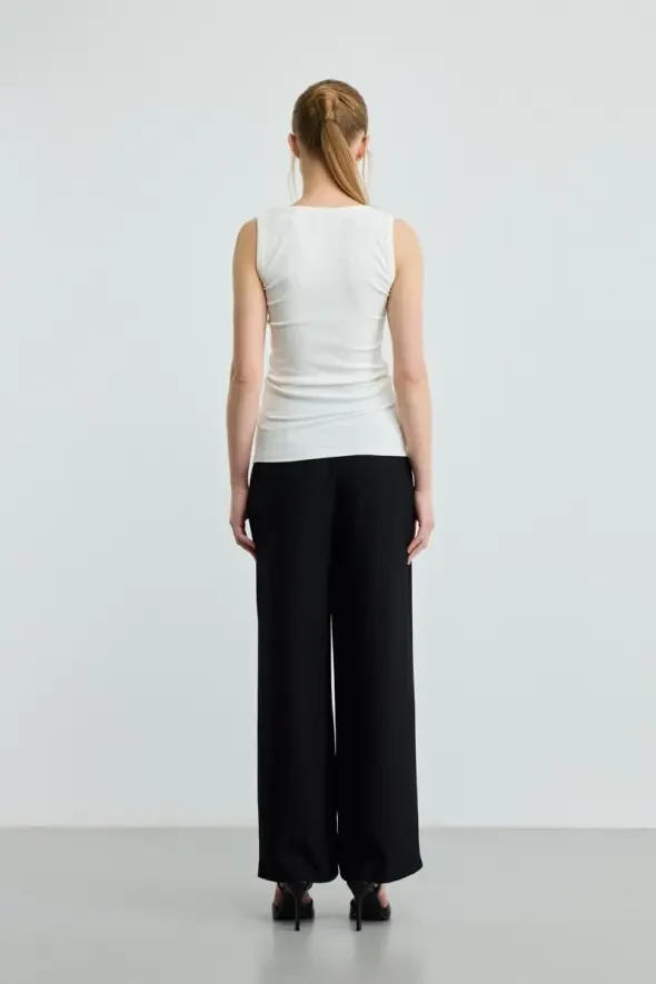 Pearl Embellished Viscose Tank Top - Ecru - 4