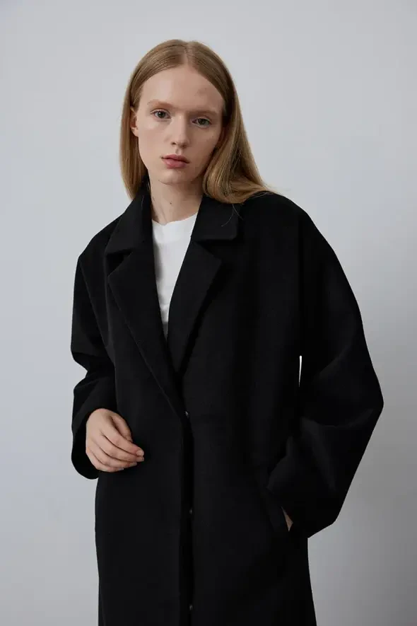 Relaxed Fit Coat - Black - 4