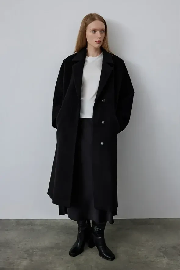 Relaxed Fit Coat - Black - 5