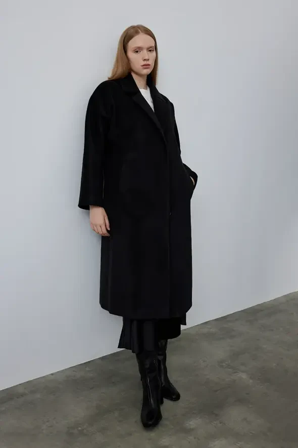 Relaxed Fit Coat - Black - 3
