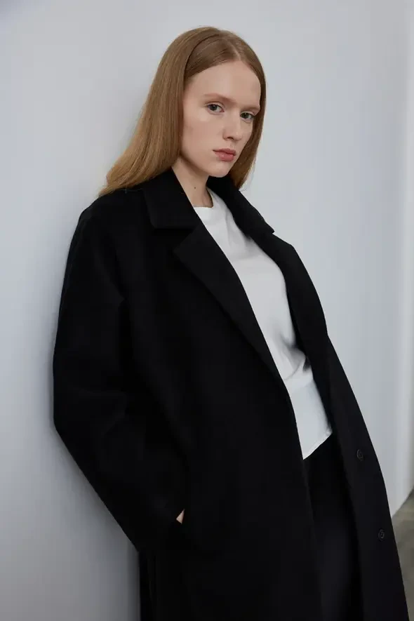 Relaxed Fit Coat - Black - 7