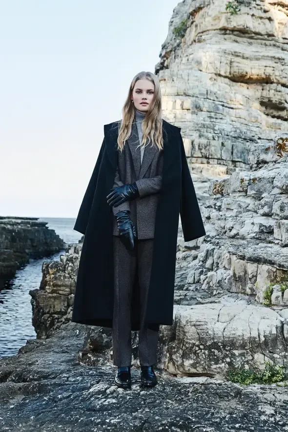Relaxed Fit Coat - Black - 2