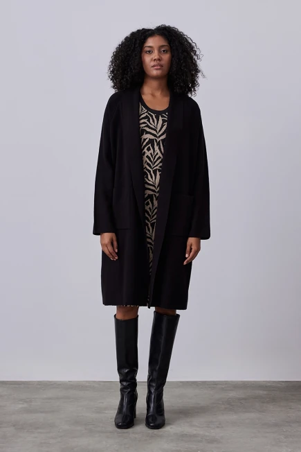 Relaxed Fit Long Knitwear Cardigan - Black Black