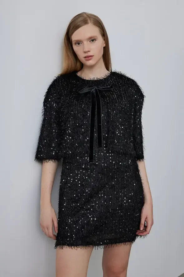 Sequin Bolero - Black - 2