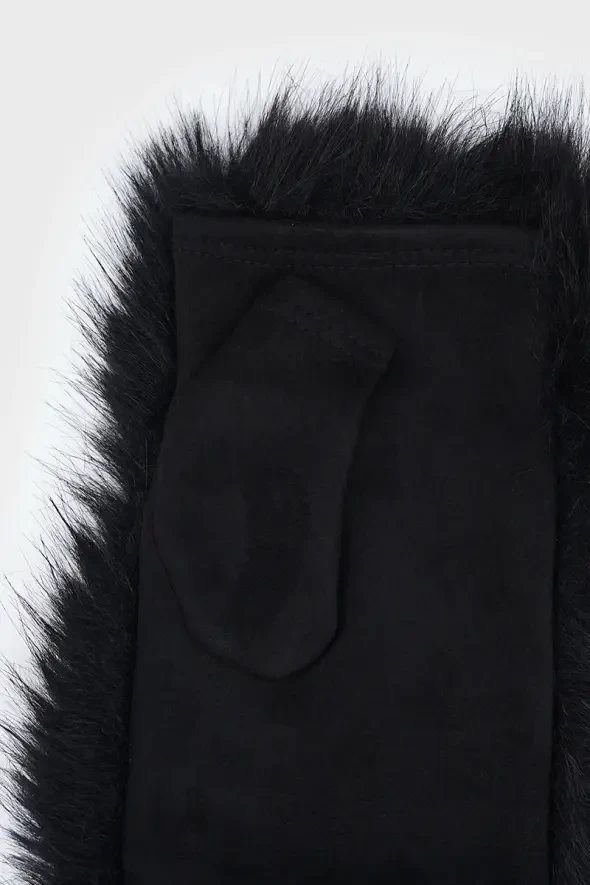 Sheepskin Gloves with Thumb Loop - Black - 4