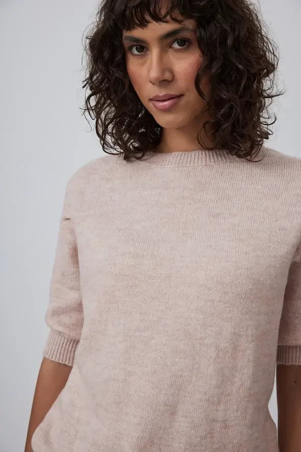 Shirred Sweater - Powder - 3