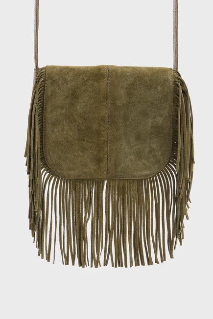 Suede Bag with Tassels - Khaki | Bag