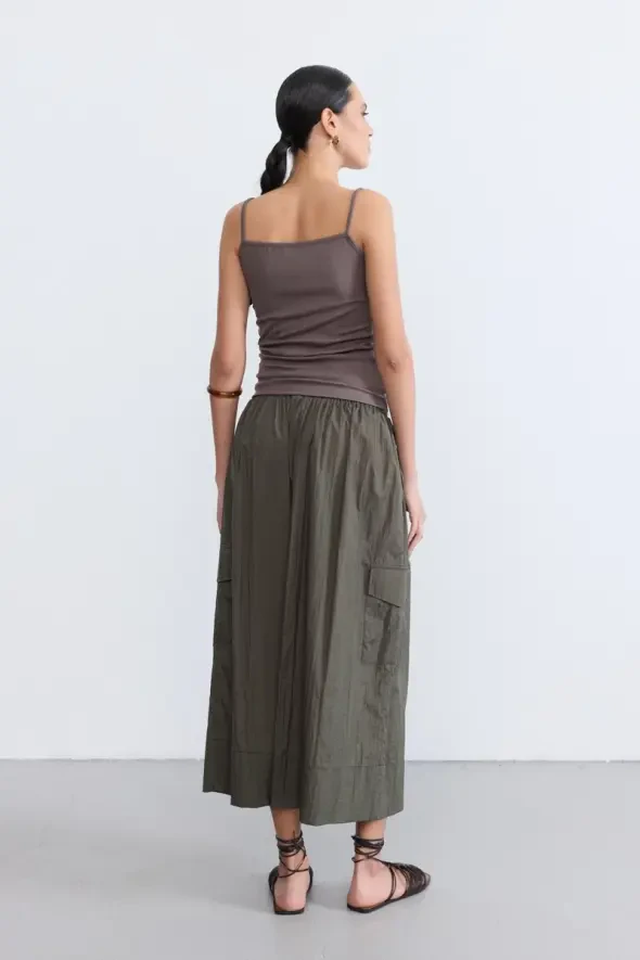Thin-Strap Viscose Tank Top - Brown - 5