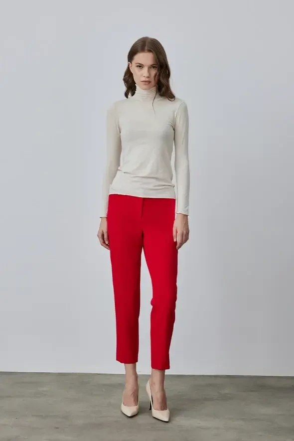 Turtleneck Cashmere Blouse - Beige - 4