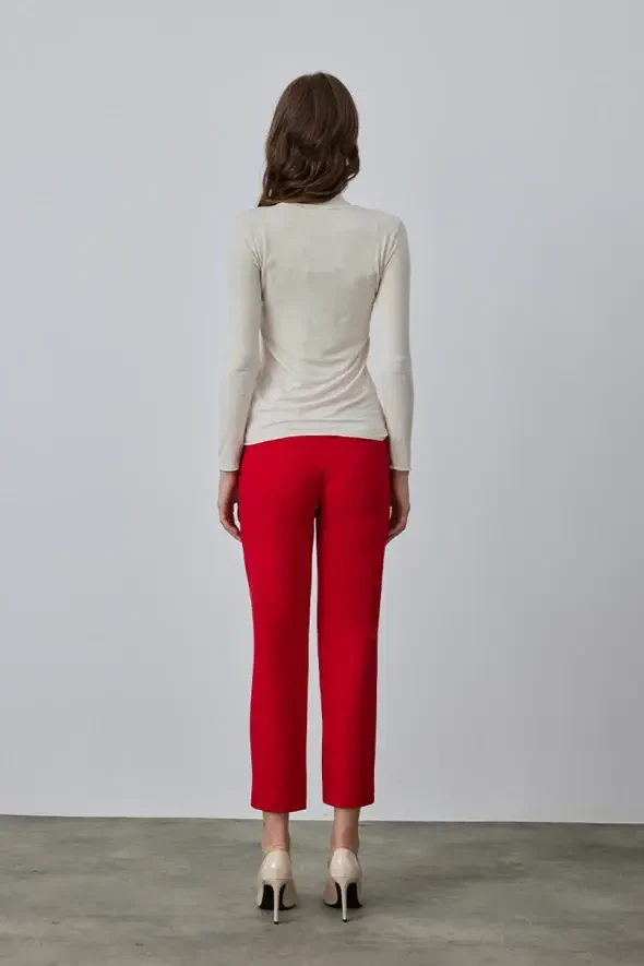 Turtleneck Cashmere Blouse - Beige - 5