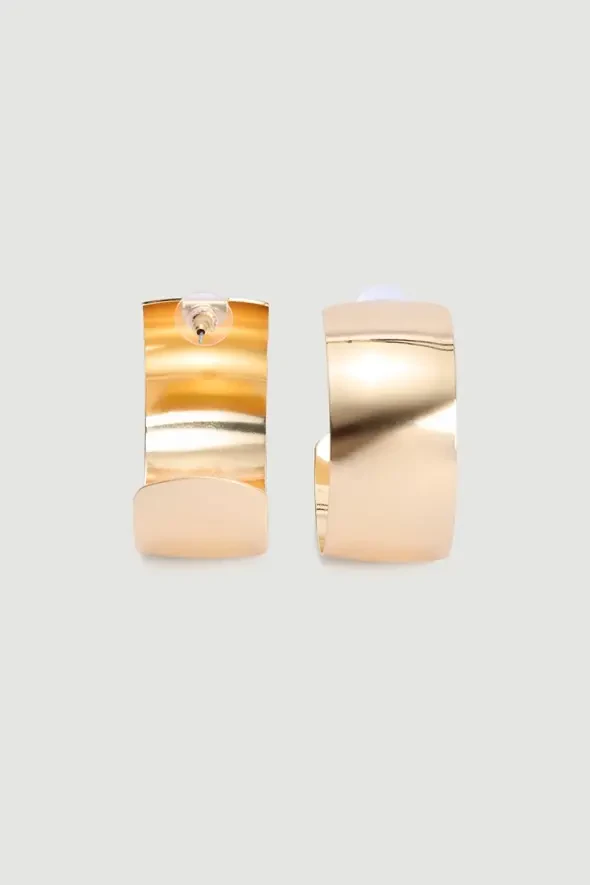 Geniş Hacimli Halka Küpe - Gold - 1
