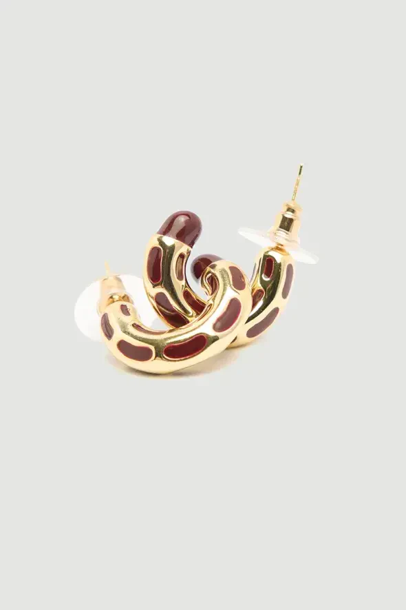 Gold Detaylı Yarım Halka Küpe - Gold - 2