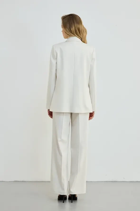 İki Düğmeli Blazer Ceket - Ekru - 5