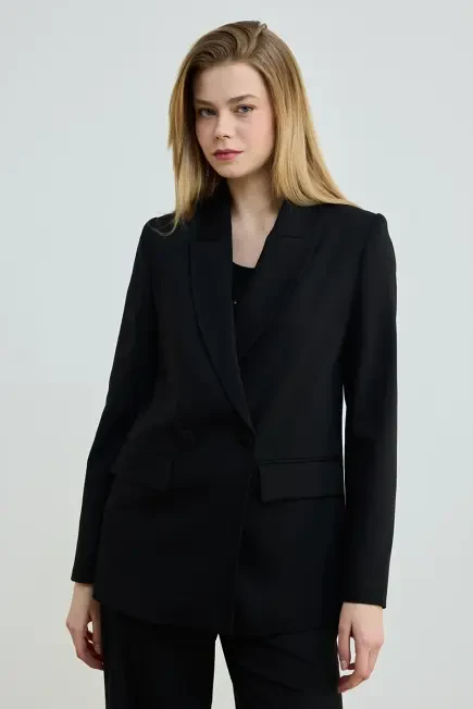 İki Düğmeli Blazer Ceket -Siyah Siyah