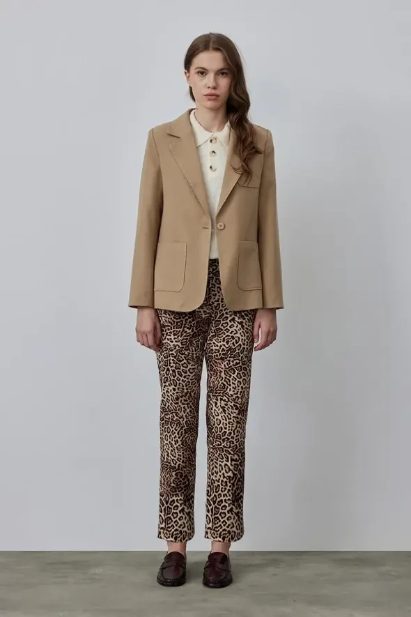 Kaşe Blazer Ceket - Bej - 2