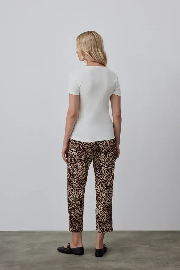 Kısa Kollu Basic Pamuk Tshirt - Ekru - 4