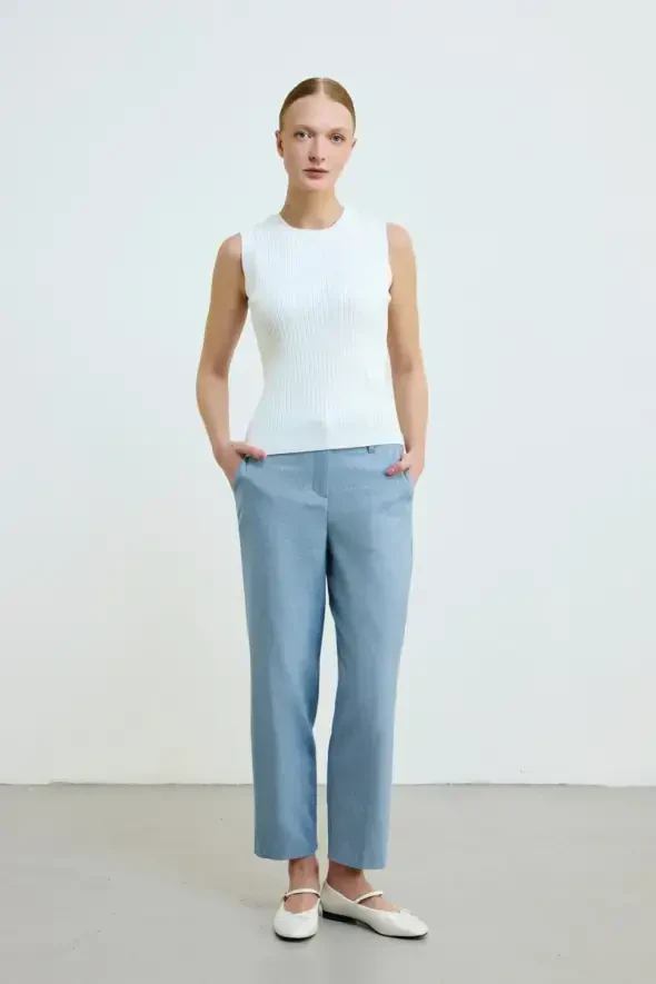 Kolsuz Triko Bluz - Ekru - 3