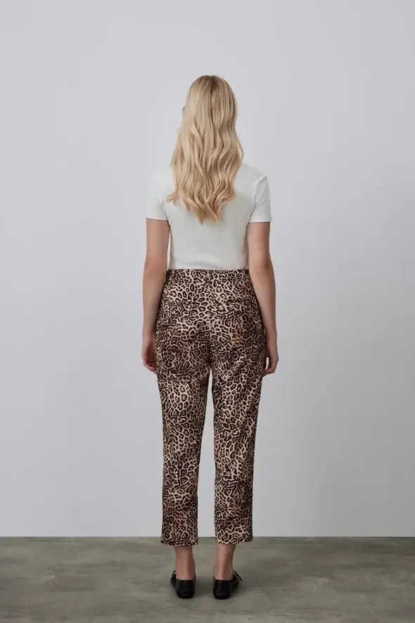 Leopar Desenli Mom Pantolon - Kahverengi - 6