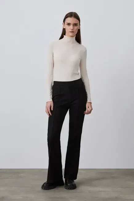 Süet Flare Pantolon - Siyah Siyah