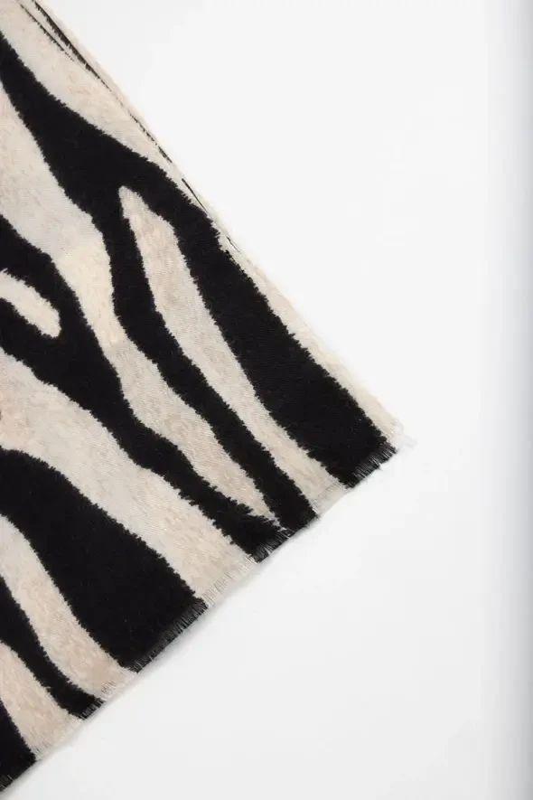 Zebra Desenli Şal - Kahverengi - 4